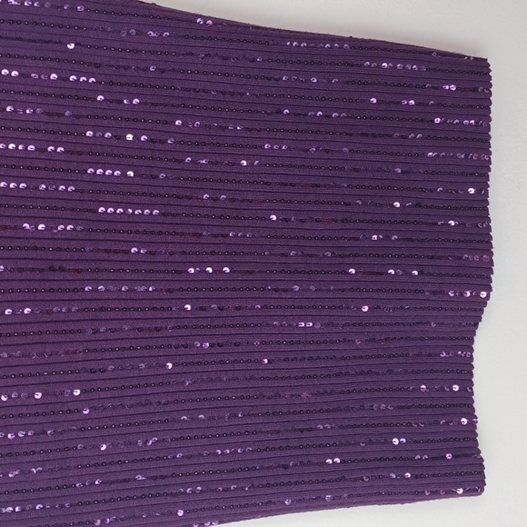 ❤️Bundle Only❤️ HILLARD & HANSON Purple Sequin Sparkly Knit Tank - Picture 2 of 11